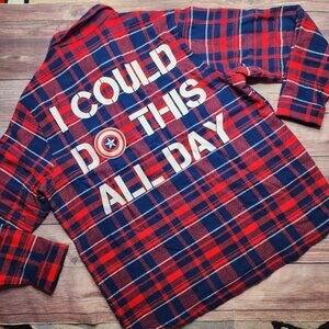Disney Parks Marvel Captain America Flannel Shacket I Could Do This All Day